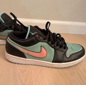 Nike Black and Mint Sneakers with Coral Swoosh
